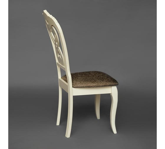 Стул Tetchair Андромеда/ Andromeda дерево гевея, 47x55,5x107 см, ivory white, ткань коричневая s168-7, комплект 2 шт. 12896