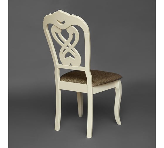 Стул Tetchair Андромеда/ Andromeda дерево гевея, 47x55,5x107 см, ivory white, ткань коричневая s168-7, комплект 2 шт. 12896