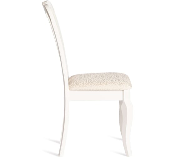 Стул Tetchair Афродита/ Aphrodite комплект 2 шт., дерево гевея, 46x54x99 см, ivory white, ткань кремовая с рисунком (а04) 20118