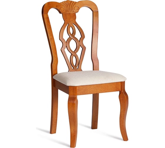 Стул Tetchair Афродита/ Aphrodite комплект 2 шт., дерево гевея, 46x54x99см, espresso (дуб в красноту), ткань кремовая с рисунком (а04) 20116