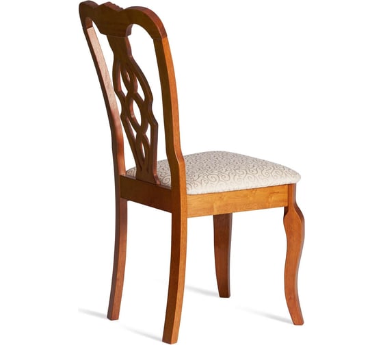 Стул Tetchair Афродита/ Aphrodite комплект 2 шт., дерево гевея, 46x54x99см, espresso (дуб в красноту), ткань кремовая с рисунком (а04) 20116