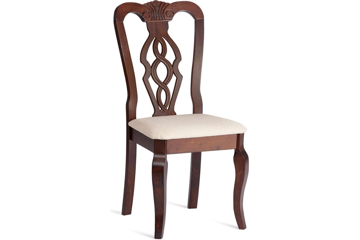 Стул Tetchair Афродита/ Aphrodite комплект 2 шт., дерево гевея, 46x54x99см,  cappuchino, ткань кремовая с рисунком (а04) 20115