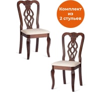 Стул Tetchair Афродита/ Aphrodite комплект 2 шт., дерево гевея, 46x54x99см, cappuchino, ткань кремовая с рисунком (а04) 20115