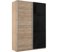 Шкаф Е1 Прайм 2-х дверный ЛДСП, черное стекло 25166-5