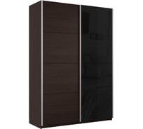 Шкаф Е1 Прайм 2-х дверный ЛДСП, черное стекло 25166-3