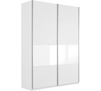 Шкаф Е1 Прайм 2-х дверный Комби ДСП/стекло белое 25197-1