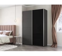 Шкаф Е1 Прайм 2-х дверный Комби ДСП/стекло черное 25196-7