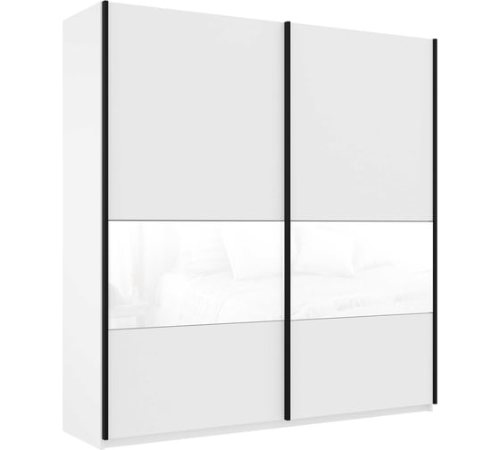 Шкаф Е1 Широкий Прайм 2-х дверный 3 секции ДСП/стекло белое 28490-4 1