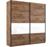 Шкаф Е1 Широкий Прайм 2-х дверный 3 секции ДСП/стекло белое 28490-6