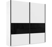 Шкаф Е1 Широкий Прайм 2-х дверный 3 секции ДСП/стекло черное 28490-1