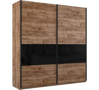 Шкаф Е1 Широкий Прайм 2-х дверный 3 секции ДСП/стекло черное 28490-3