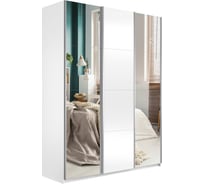 Шкаф Е1 Широкий Прайм 3-х дверный 3 секции ДСП/стекло белое 28491-4