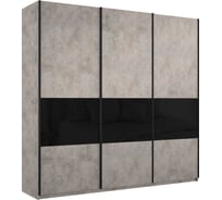 Шкаф Е1 Широкий Прайм 3-х дверный 3 секции ДСП/стекло черное 28491-2