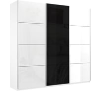 Шкаф Е1 Широкий Прайм 3-х дверный стекло белое/стекло черное 25172-1