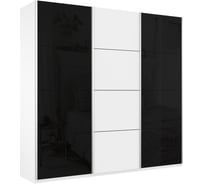 Шкаф Е1 Широкий Прайм 3-х дверный стекло черное/ЛДСП 25166-1