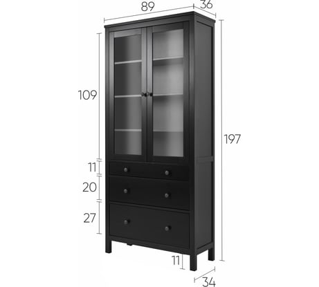 Шкаф Лузалес КЫМÖР 3 ящика, 90х198х37, черный 5030900105