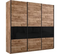 Шкаф Е1 Широкий Прайм 3-х дверный 3 секции ДСП/стекло черное 28491-3