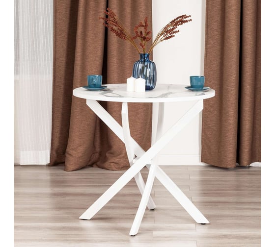 Стол Tetchair Manzana лдсп/hpl/металл, 80x80x75 см, мрамор светлый/белый 20620