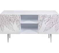 Тумба под ТВ BOGACHO тропик стайл белого цвета с серебром и опорами серебристого цвета 11685/БлСильвер
