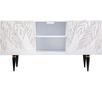 Тумба под ТВ BOGACHO тропик классик белого цвета с золотом и опорами черного цвета с золотом 11684/БлГолд/НайтЧлГолд