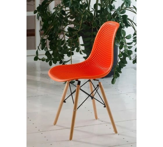 Стул LEON GROUP ажурный eames dsw, оранжево-красный, 1 шт. LEON1801A-RED1