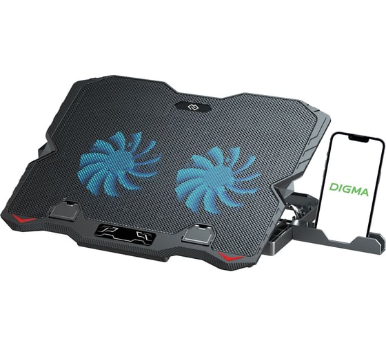 Подставка для ноутбука DIGMA D-NCP150-2 15.6 дюйма 360x260x27 мм 38дБ 2xUSB 2x120 мм FAN 650 г металл/пластик 1914403 1