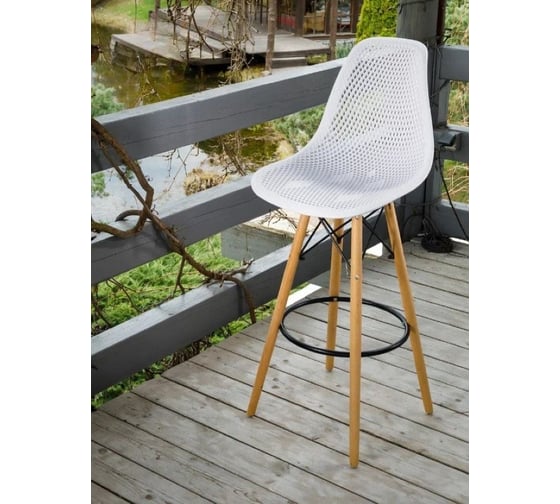 Барный стул LEON GROUP ажурный, в стиле eames dsw, белый, 1 шт. LEON1801BA-WH1