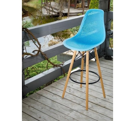 Барный стул LEON GROUP ажурный, в стиле eames dsw, голубой, 1 шт. LEON1801BA-BLU1