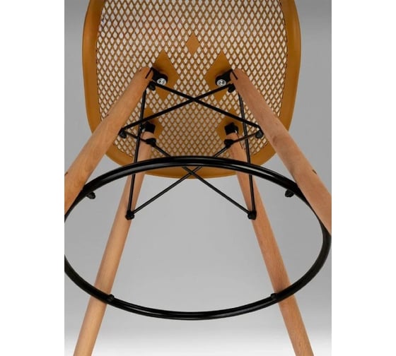 Барный стул LEON GROUP ажурный, в стиле eames dsw, горчичный, 1 шт. LEON1801BA-GOR1