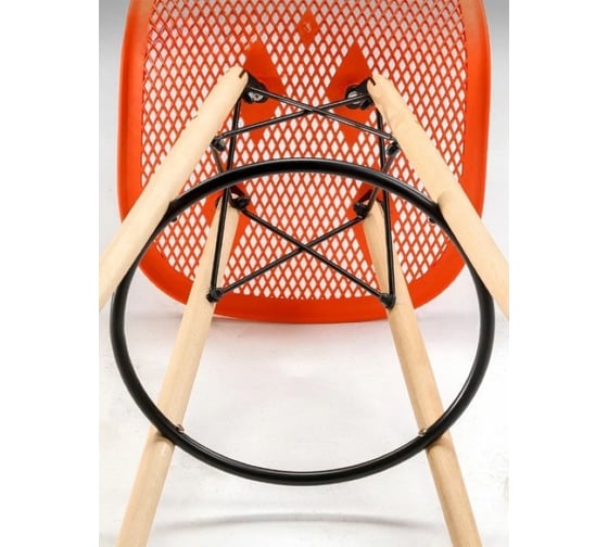 Барный стул LEON GROUP ажурный, в стиле eames dsw, оранжево-красный, 1 шт. LEON1801BA-RED1