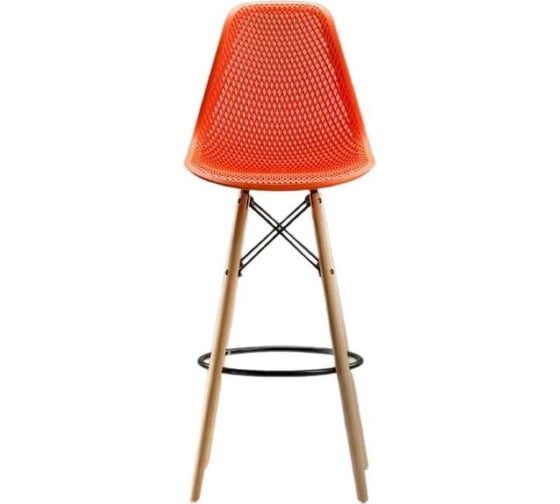 Барный стул LEON GROUP ажурный, в стиле eames dsw, оранжево-красный, 1 шт. LEON1801BA-RED1 1