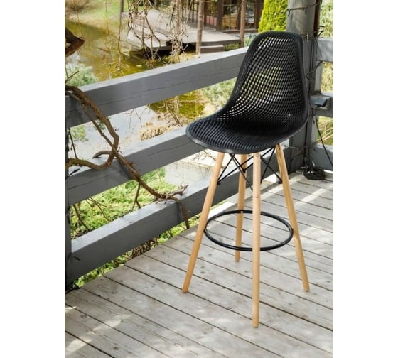 Барный стул LEON GROUP ажурный, в стиле eames dsw, черный, 1 шт. LEON1801BA-BL1