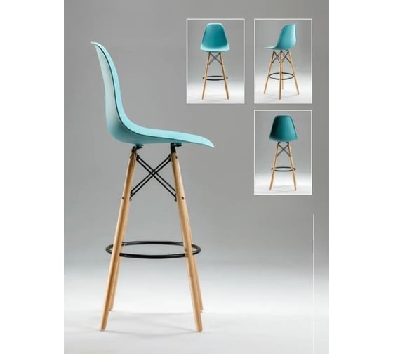 Барный стул LEON GROUP в стиле eames dsw, бирюзовый, 1 шт. LEON1801B-TU1