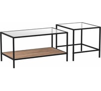 Стол НАЙДИ дуэт, черный муар, лдсп, дуб крафт табачный, стекло LKS-55004