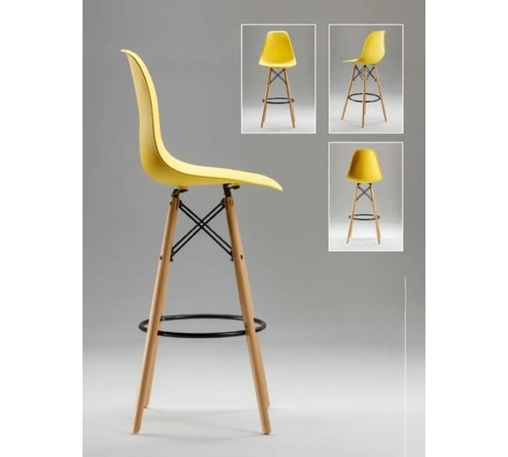 Барный стул LEON GROUP в стиле eames dsw, желтый, 1 шт. LEON1801B-YE1
