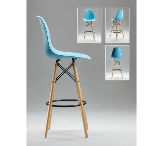 Барный стул LEON GROUP в стиле eames dsw, голубой, 1 шт. LEON1801B-BLU1