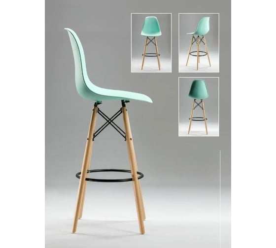 Барный стул LEON GROUP в стиле eames dsw, мятный, 1 шт. LEON1801B-MINT1