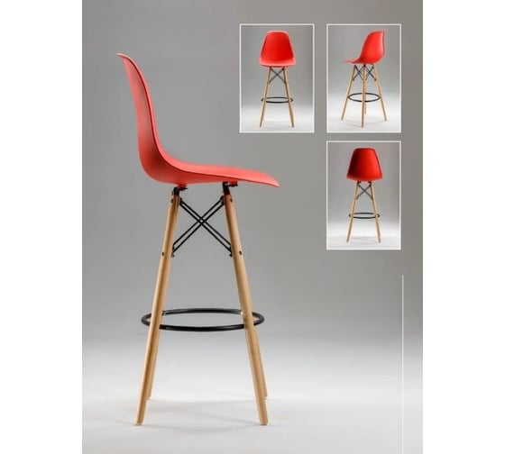 Барный стул LEON GROUP в стиле eames dsw, красный, 1 шт. LEON1801B-RED1