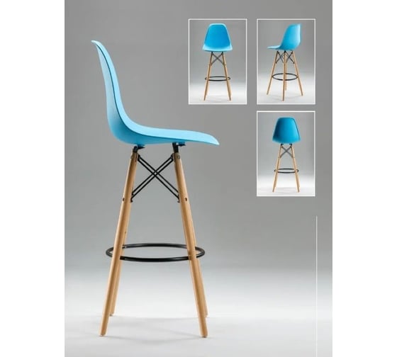 Барный стул LEON GROUP в стиле eames dsw, синий, 1 шт. LEON1801B-DBL1