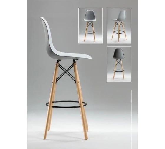 Барный стул LEON GROUP в стиле eames dsw, светло-серый, 1 шт. LEON1801B-LG1