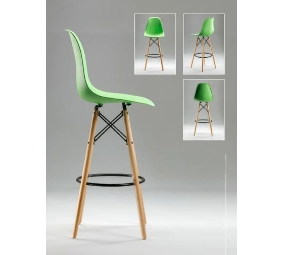 Барный стул LEON GROUP в стиле eames dsw, салатовый, 1 шт. LEON1801B-GREEN1