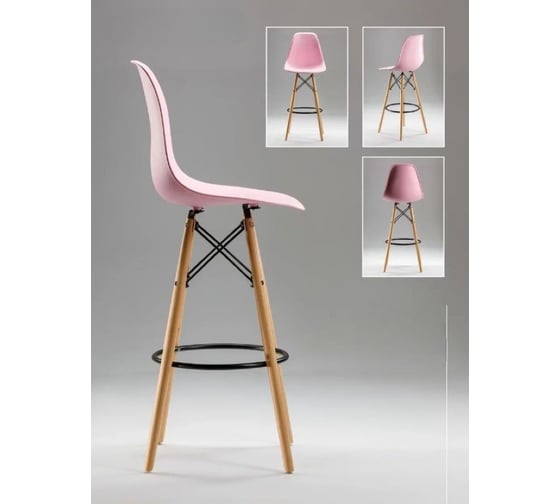 Барный стул LEON GROUP в стиле eames dsw, розовый, 1 шт. LEON1801B-PIN1