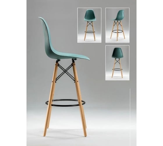Барный стул LEON GROUP в стиле eames dsw, темно-зеленый, 1 шт. LEON1801B-DGR1