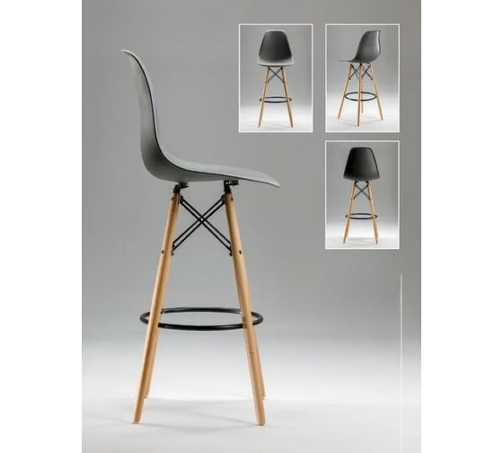 Барный стул LEON GROUP в стиле eames dsw, темно-серый, 1 шт. LEON1801B-DG1