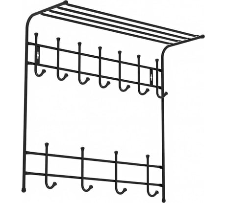 Вешалка с полкой настенная Nika 11 крючков черный ВПТ11/Ч ВПТ11/Ч черный