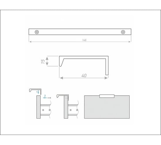 Ручка-профиль JET ca1.1 l 146 мм., м.ц. 96 мм, графит RCA1.1A.96GFDI99