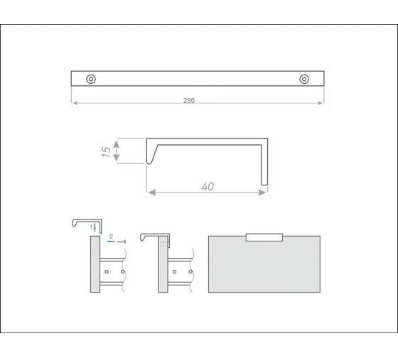 Ручка-профиль JET ca1.1 l 296 мм., м.ц. 224 мм, графит RCA1.1A.224GFDI99