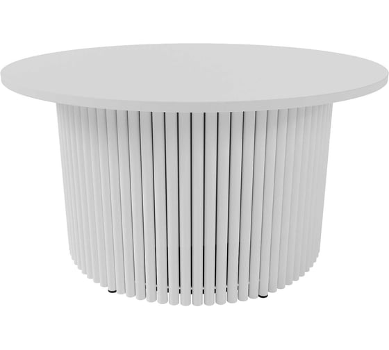 Журнальный стол GENGLASS круглый с металлическим подстольем 600x600 мм, TRUBIS Wood, белое подстолье, белая столешница 80 см GGT-03-3-3-M-80 1