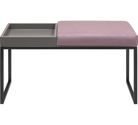 Банкетка GreenWeen ALBA BOX черная, Dusty Pink, GreyBox, 850x400x450 GW-ALBABOX-DPGREY-850B