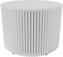 Журнальный стол GENGLASS круглый с металлическим подстольем 600x600 мм, TRUBIS Wood, белое подстолье, белая столешница 60 см GGT-03-3-3-M-60